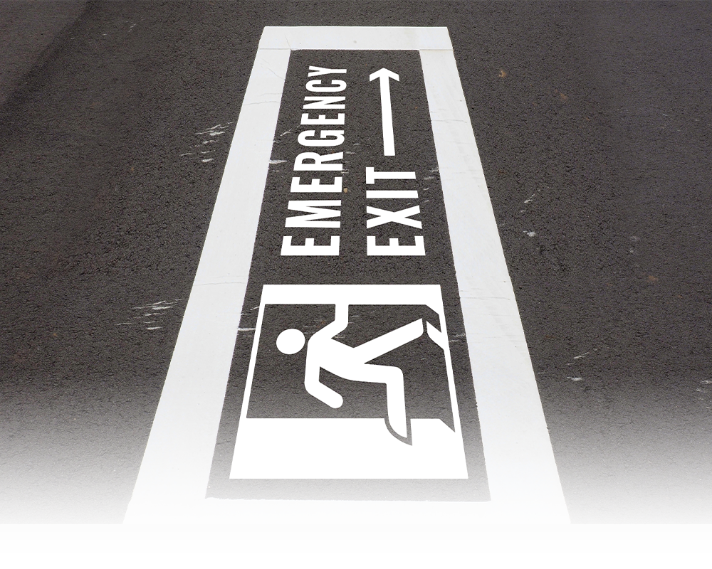 emergency exit marking on the road