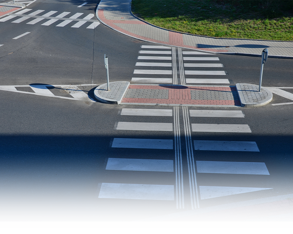 An intersection with a crosswalk