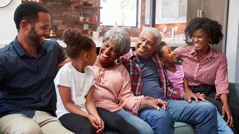 family laughing and smiling