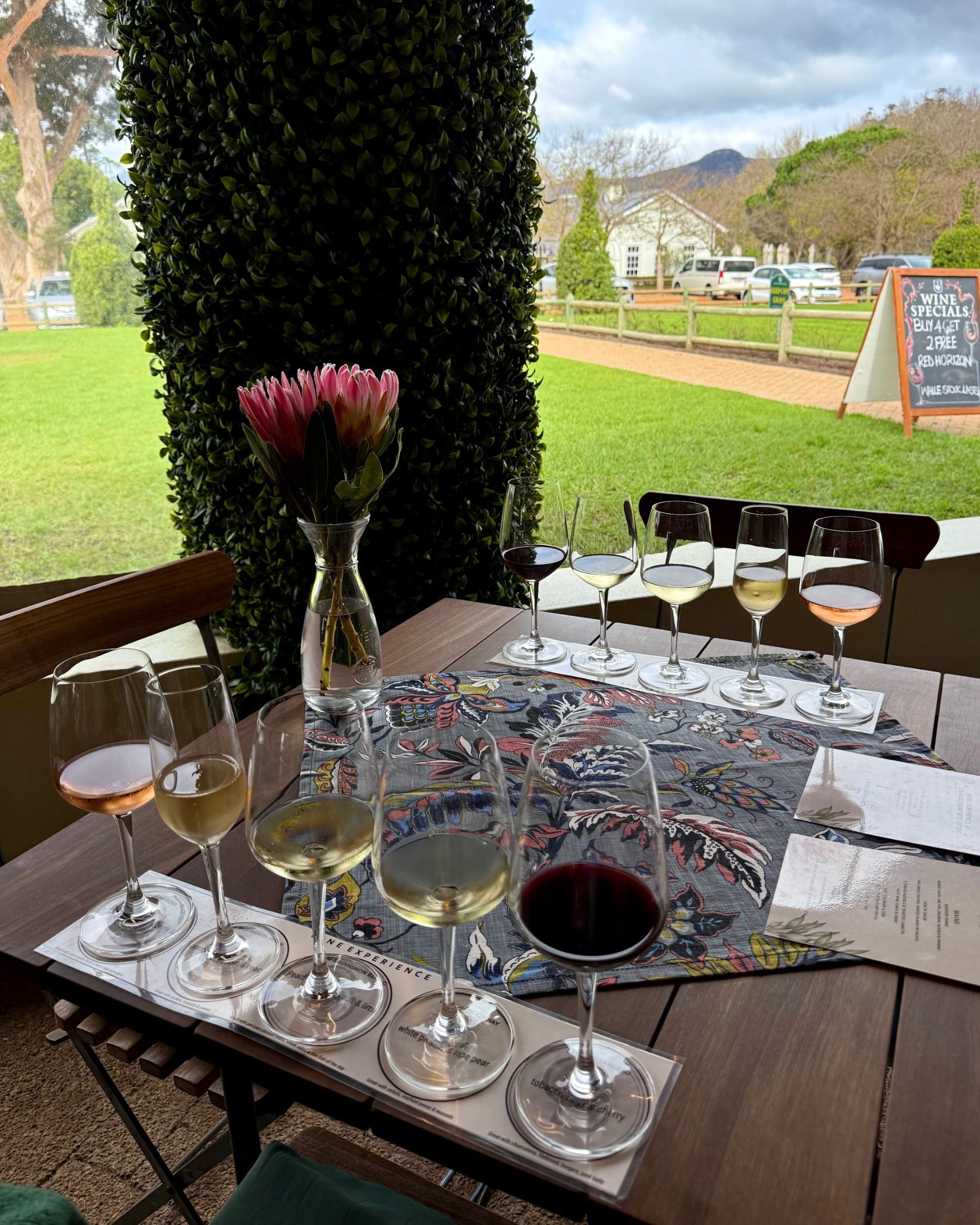 Five wines from the Chardonnay Deli Uitsig wine tasting experience
