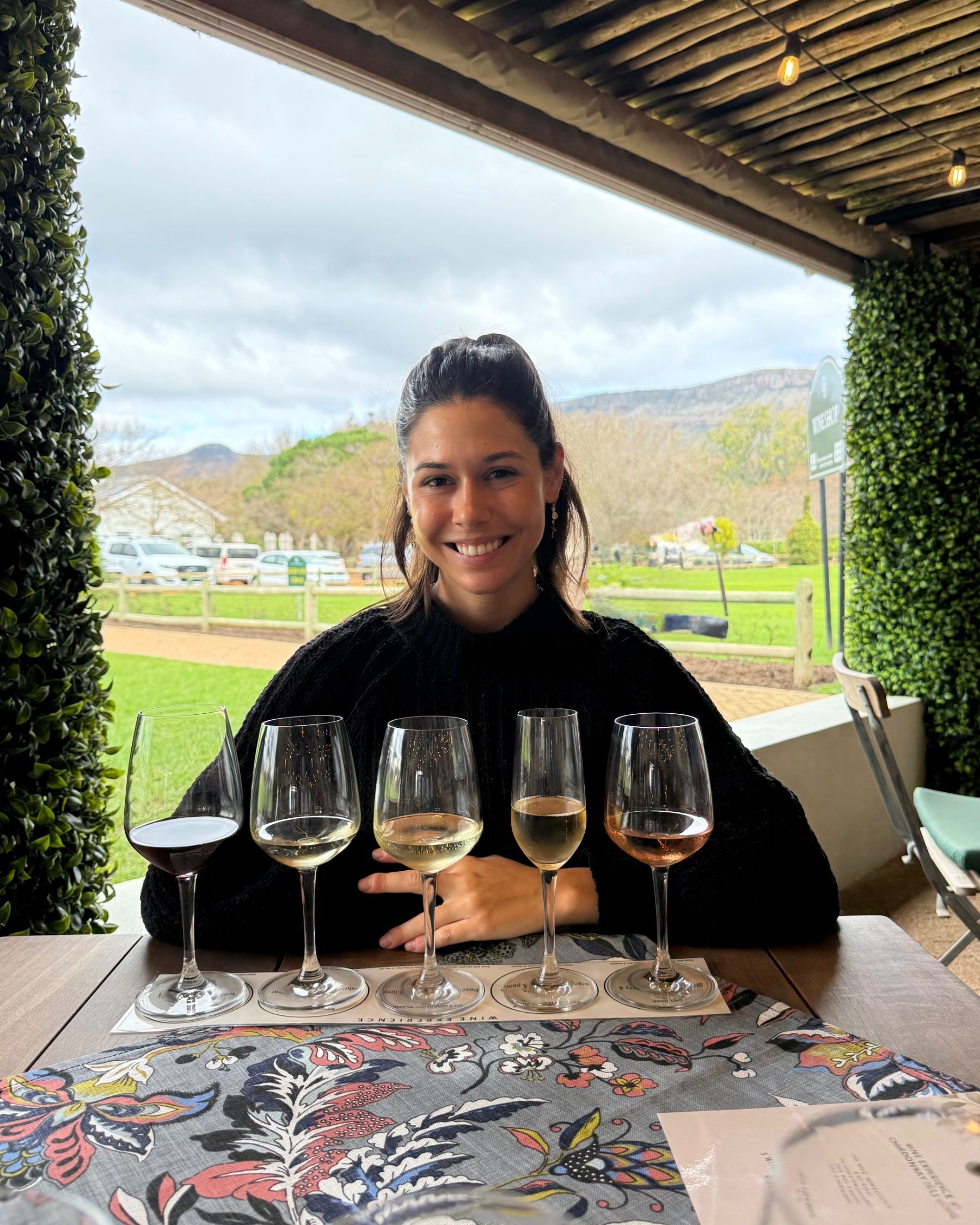 Paige is enjoying the Chardonnay Deli Uitsig wine experience
