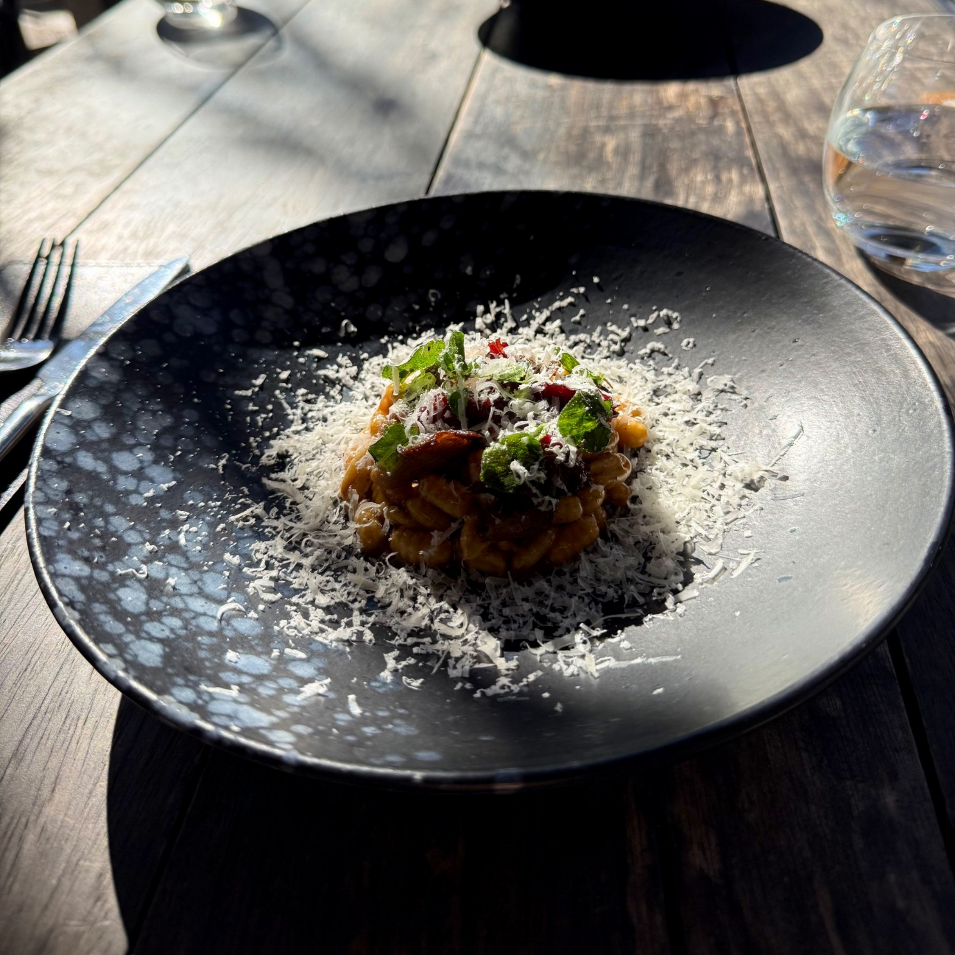 Beef cheek cavatelli with bone marrow sauce at Foxcroft Constantia