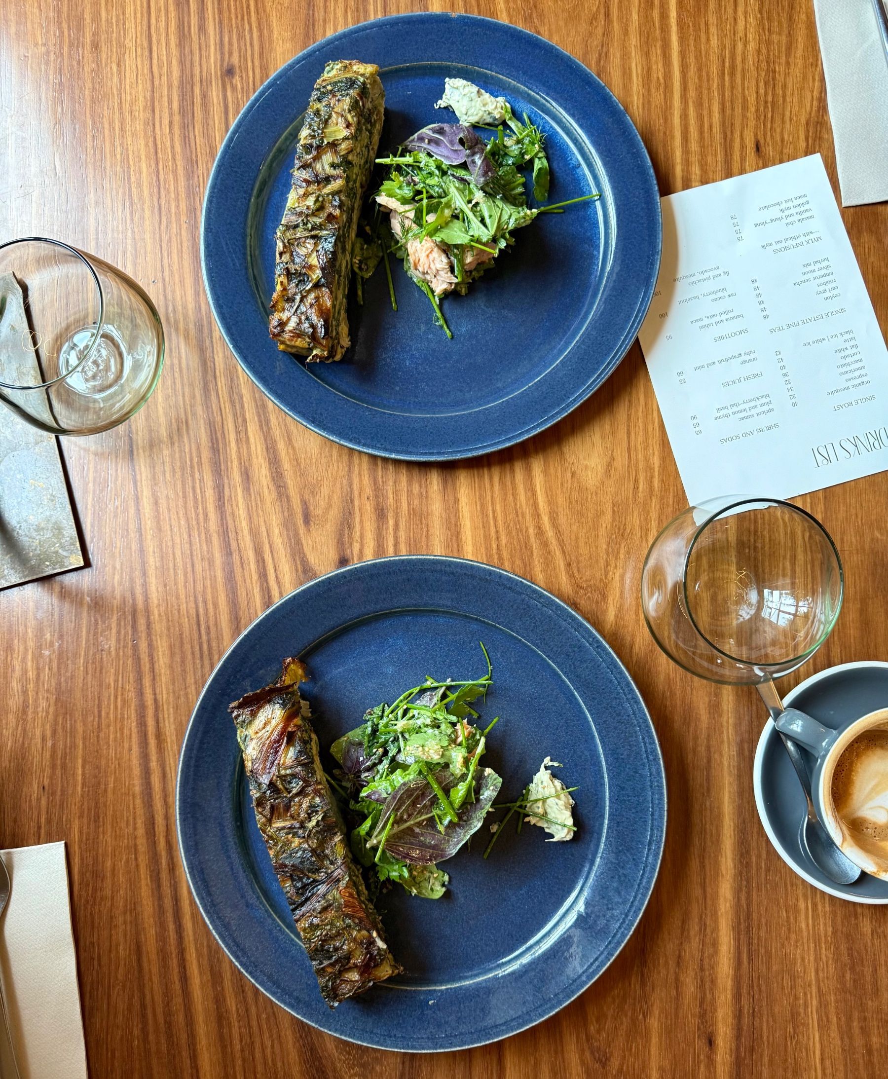 Between Us frittata with salmon and herb salad
