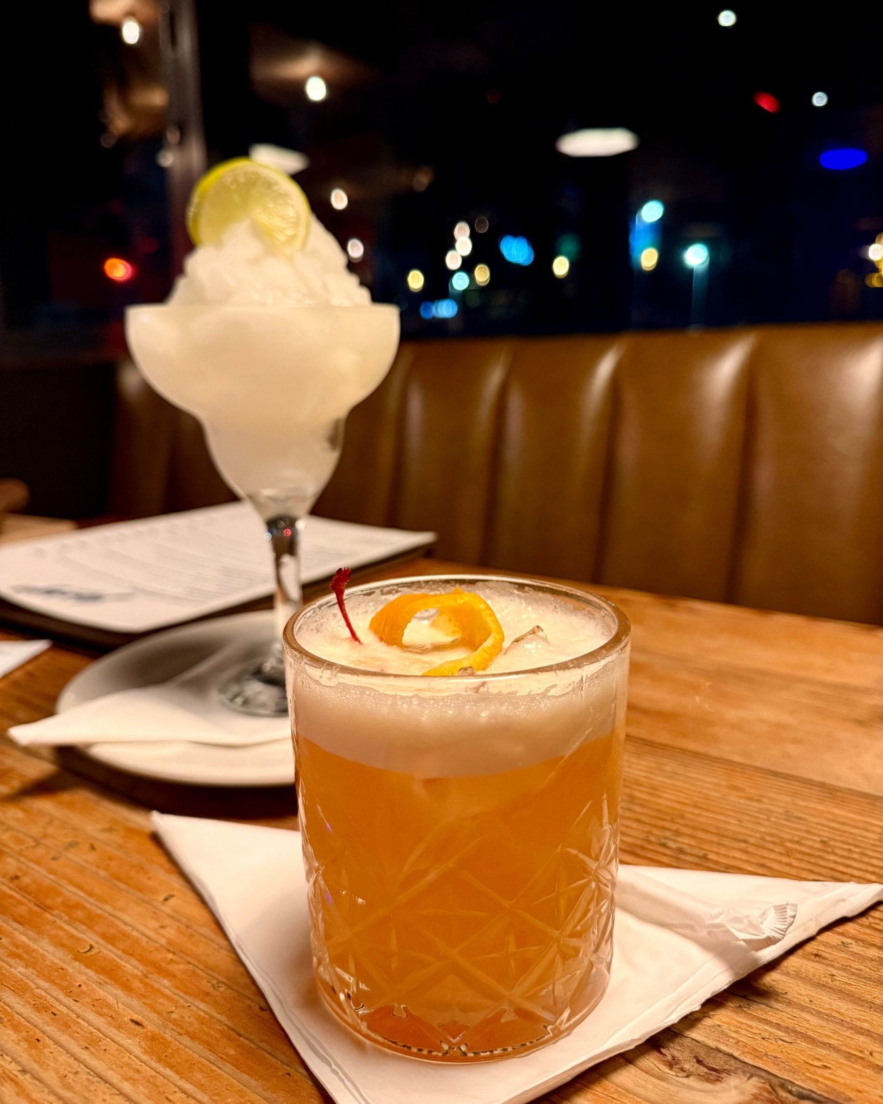 Whiskey Sour and frozen margarita cocktails at Jerry’s
