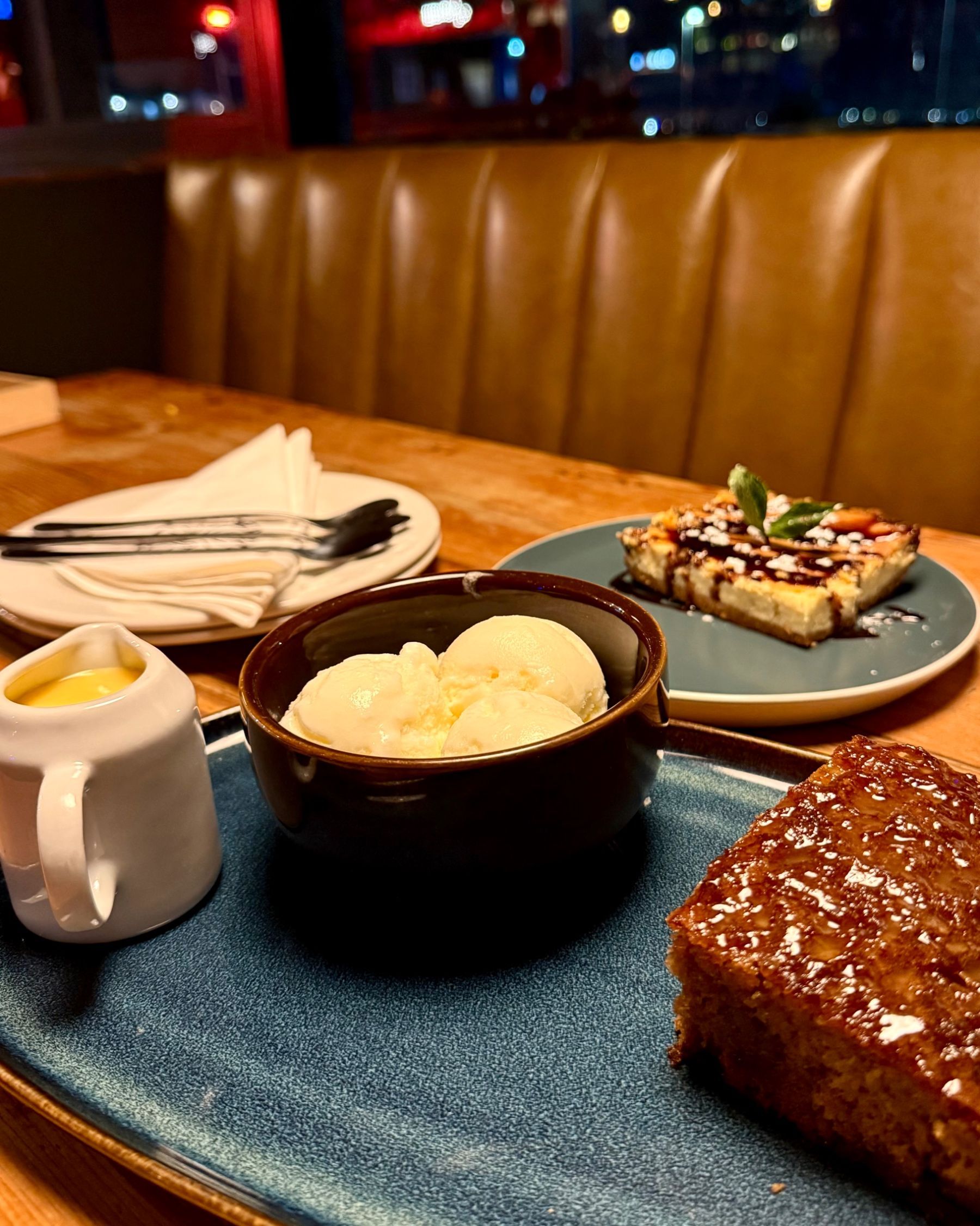 Malva pudding and cheesecake served for dessert at Jerry’s