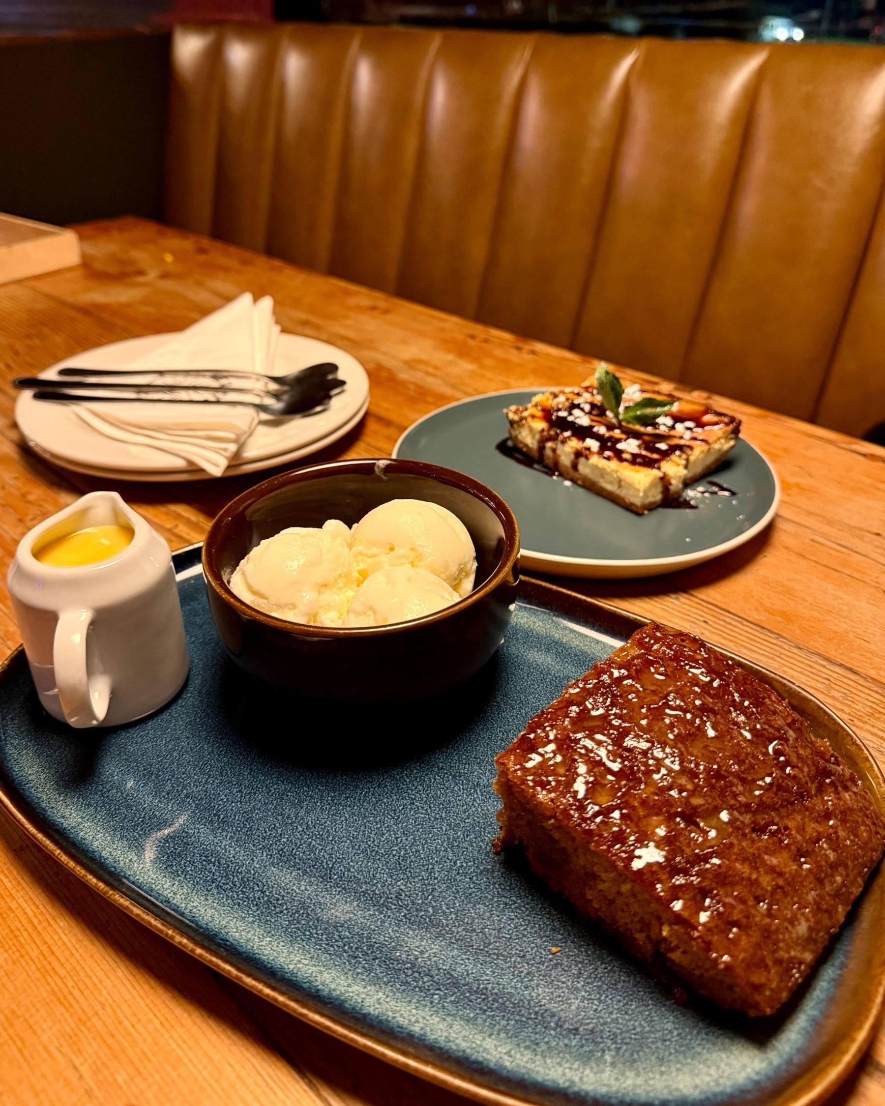 Malva pudding and cheesecake served for dessert at Jerry’s
