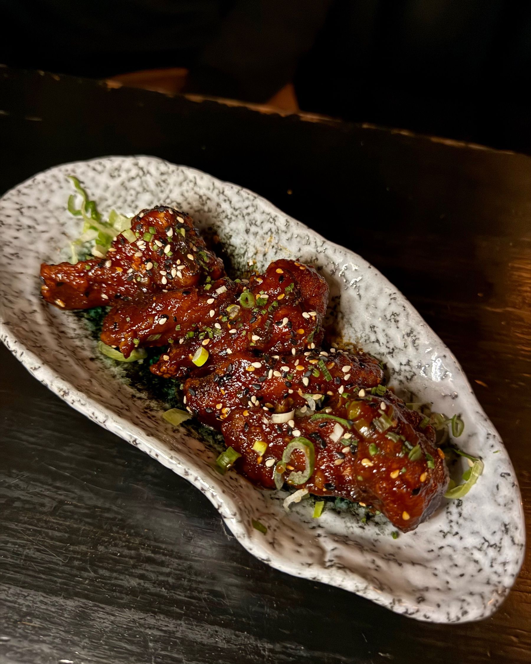 Spicy sesame chicken wings at Kanji Ramen