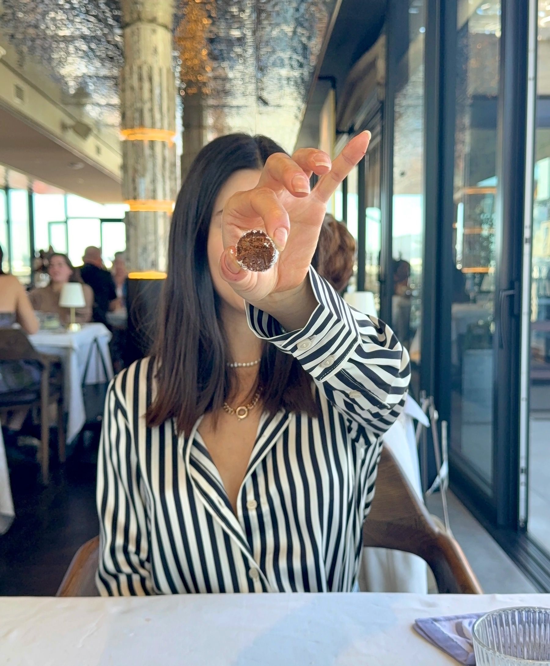 Paige enjoying modern key lime pie dessert at Marble Cape Town Restaurant Week menu