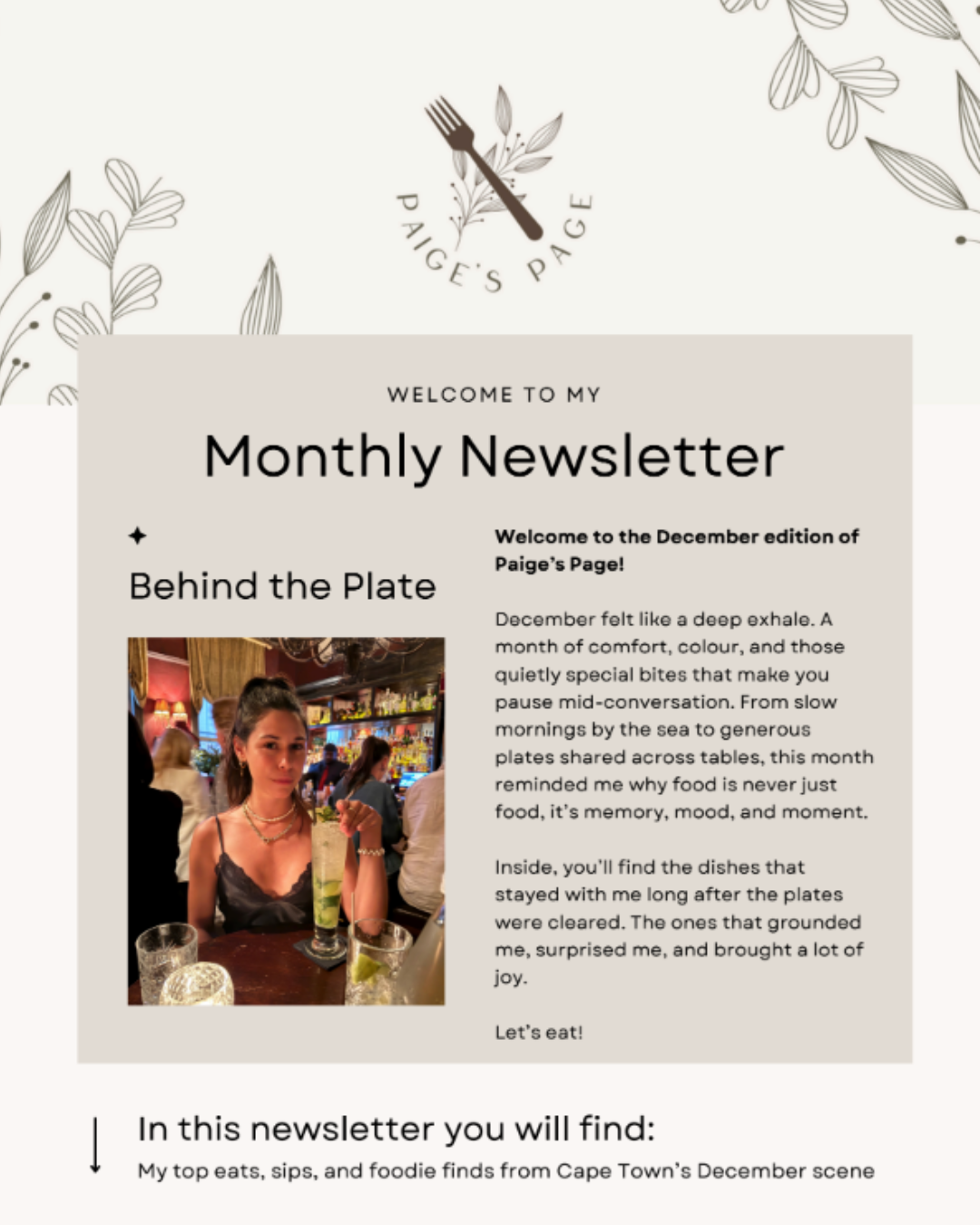 Paige's Page December monthly newsletter