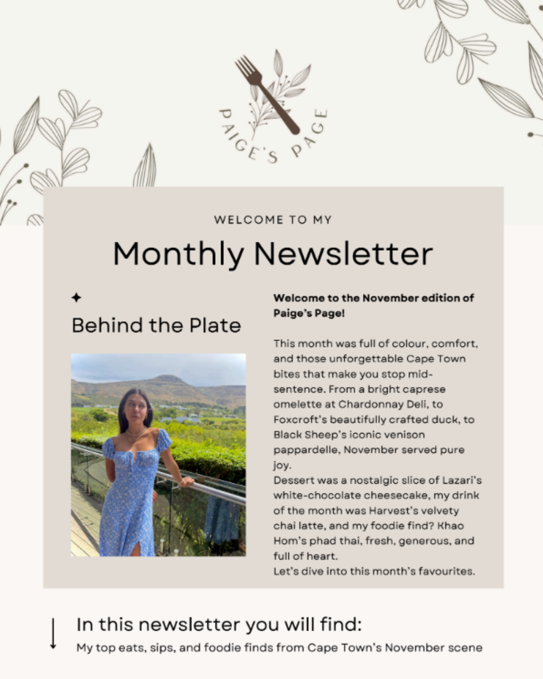 Paige's Page November monthly newsletter