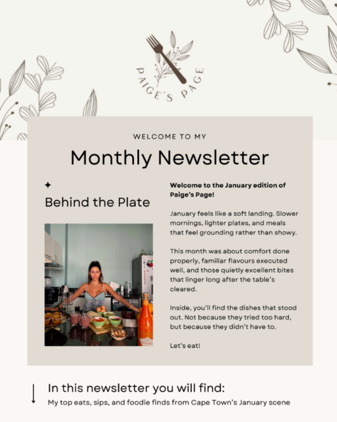 Paige's Page January monthly newsletter