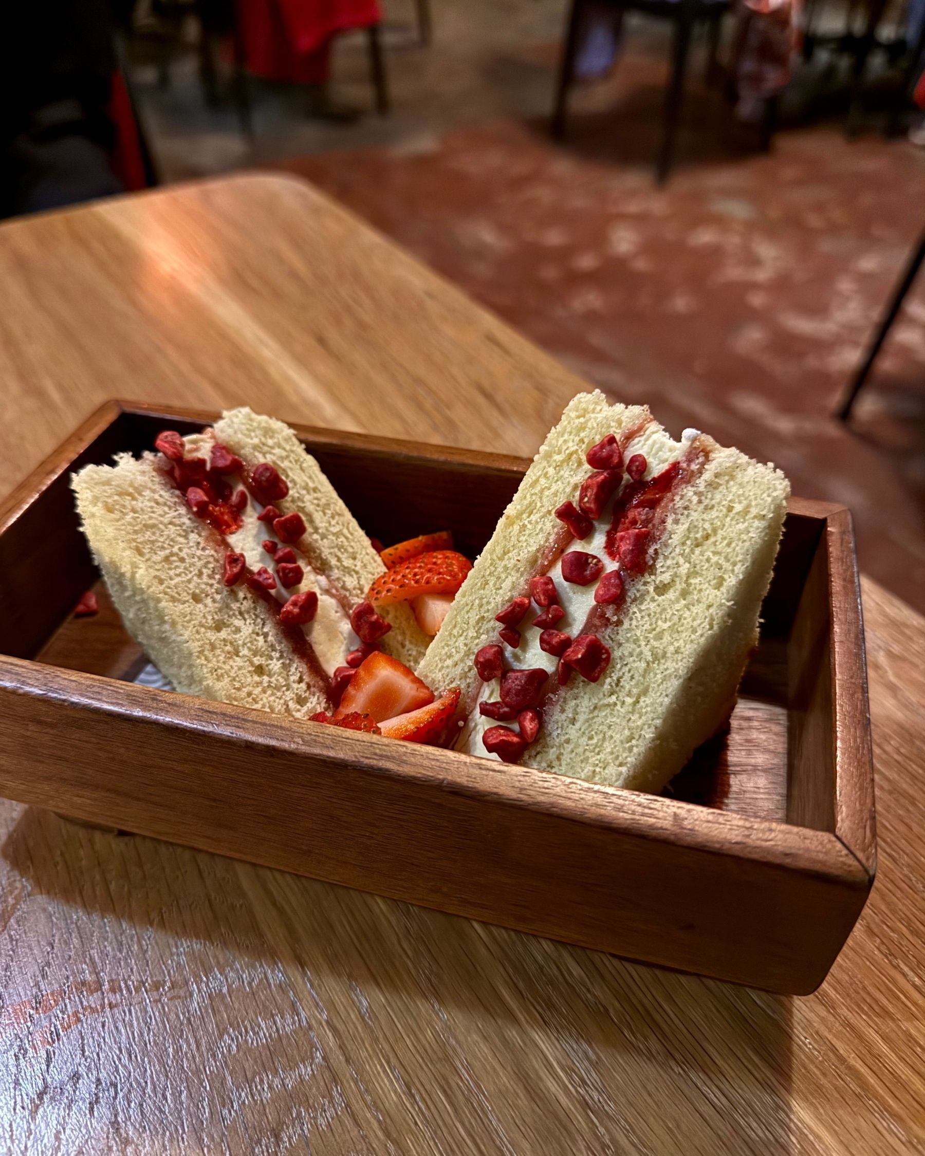 Japanese kombini sando dessert with strawberries at Ramenhead Cape Town