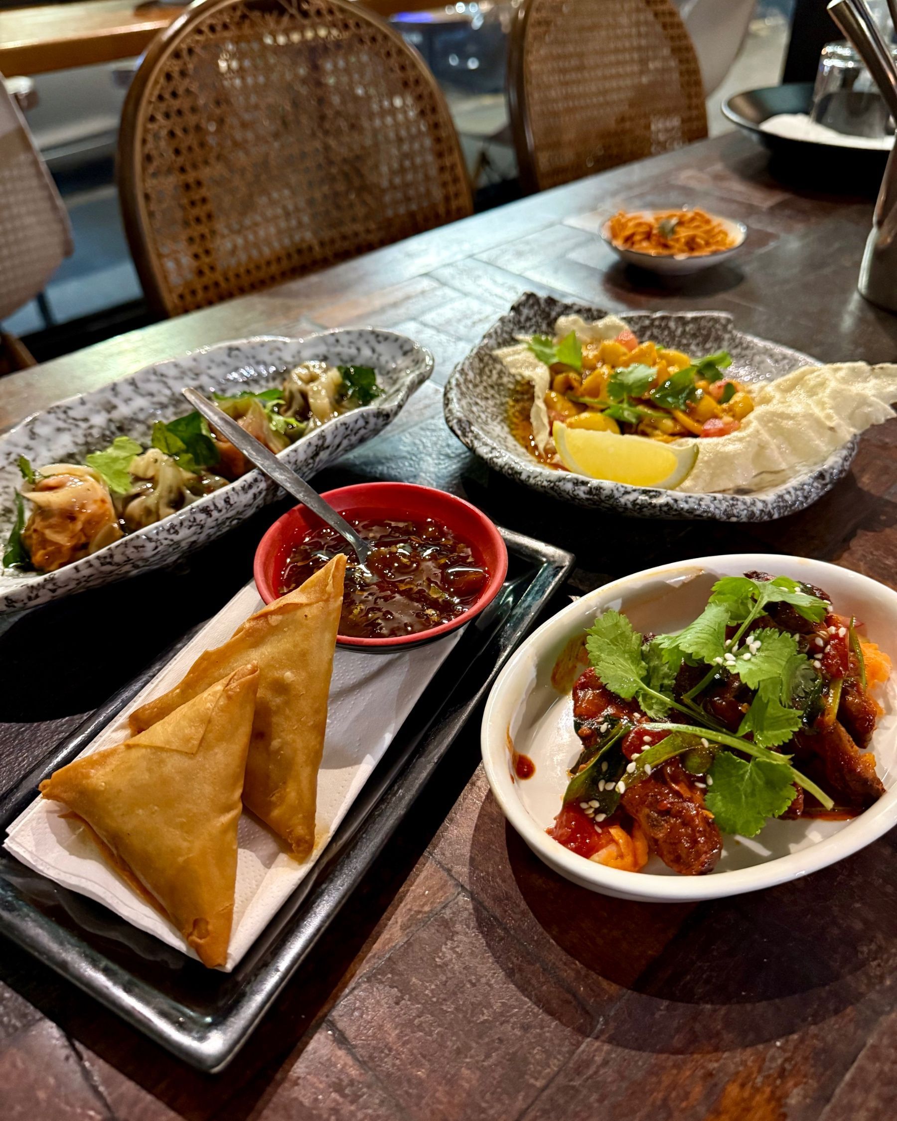 Indian street food tapas spread at Sundoo Sea Point
