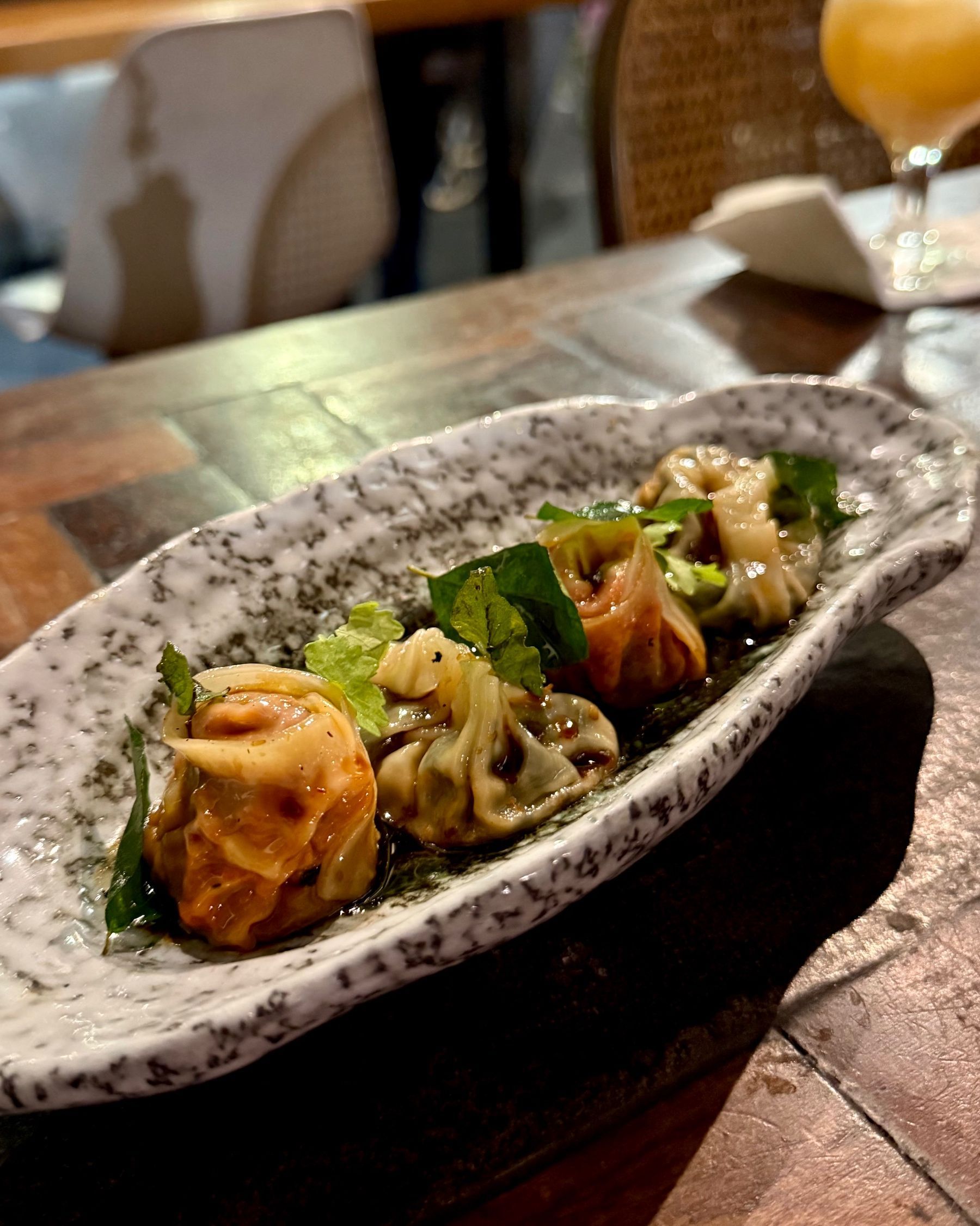 Spinach paneer and chicken tikka momos at Sundoo Sea Point