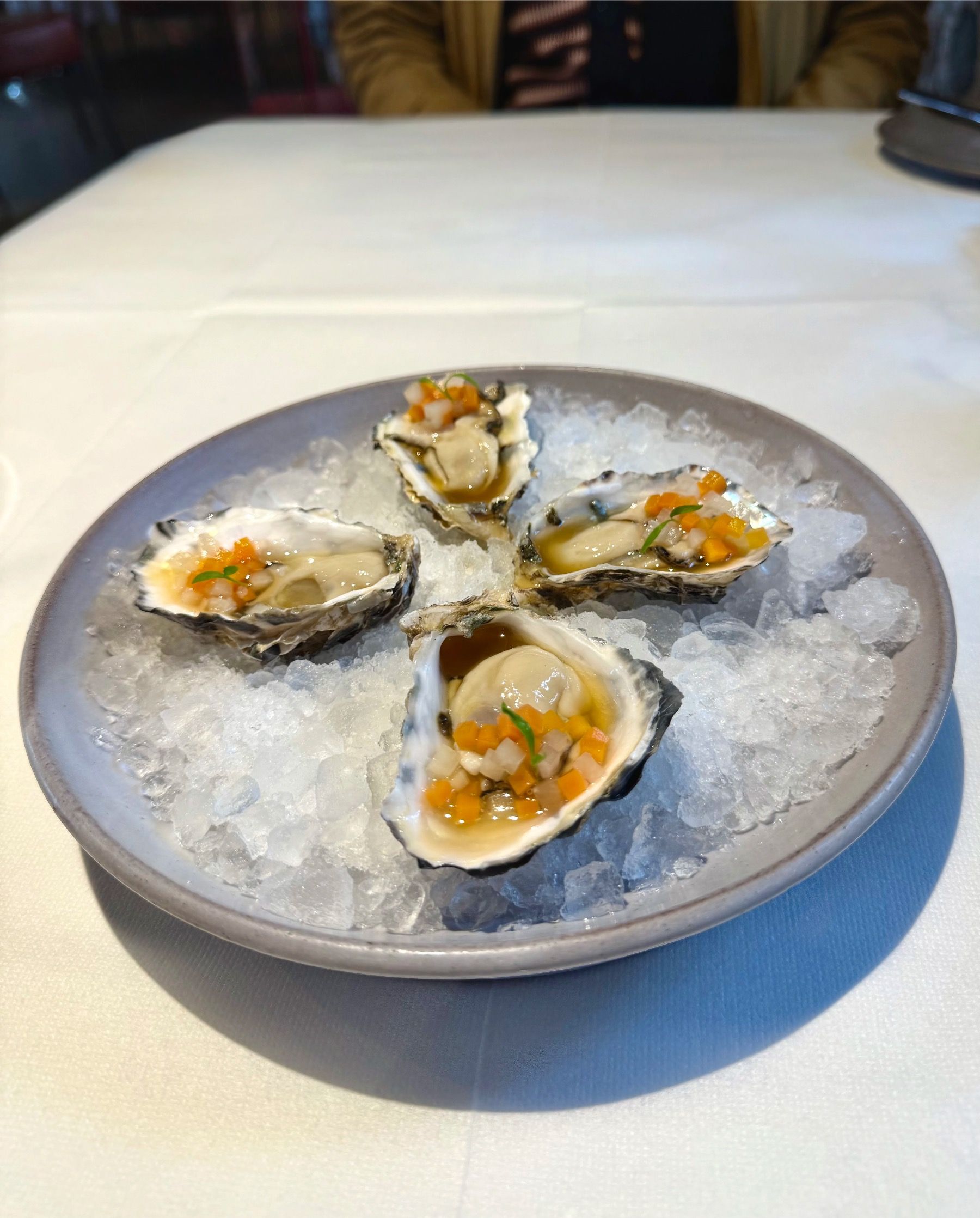 Fresh oysters with mignonette and citrus on crushed ice at The Test Kitchen Cape Town