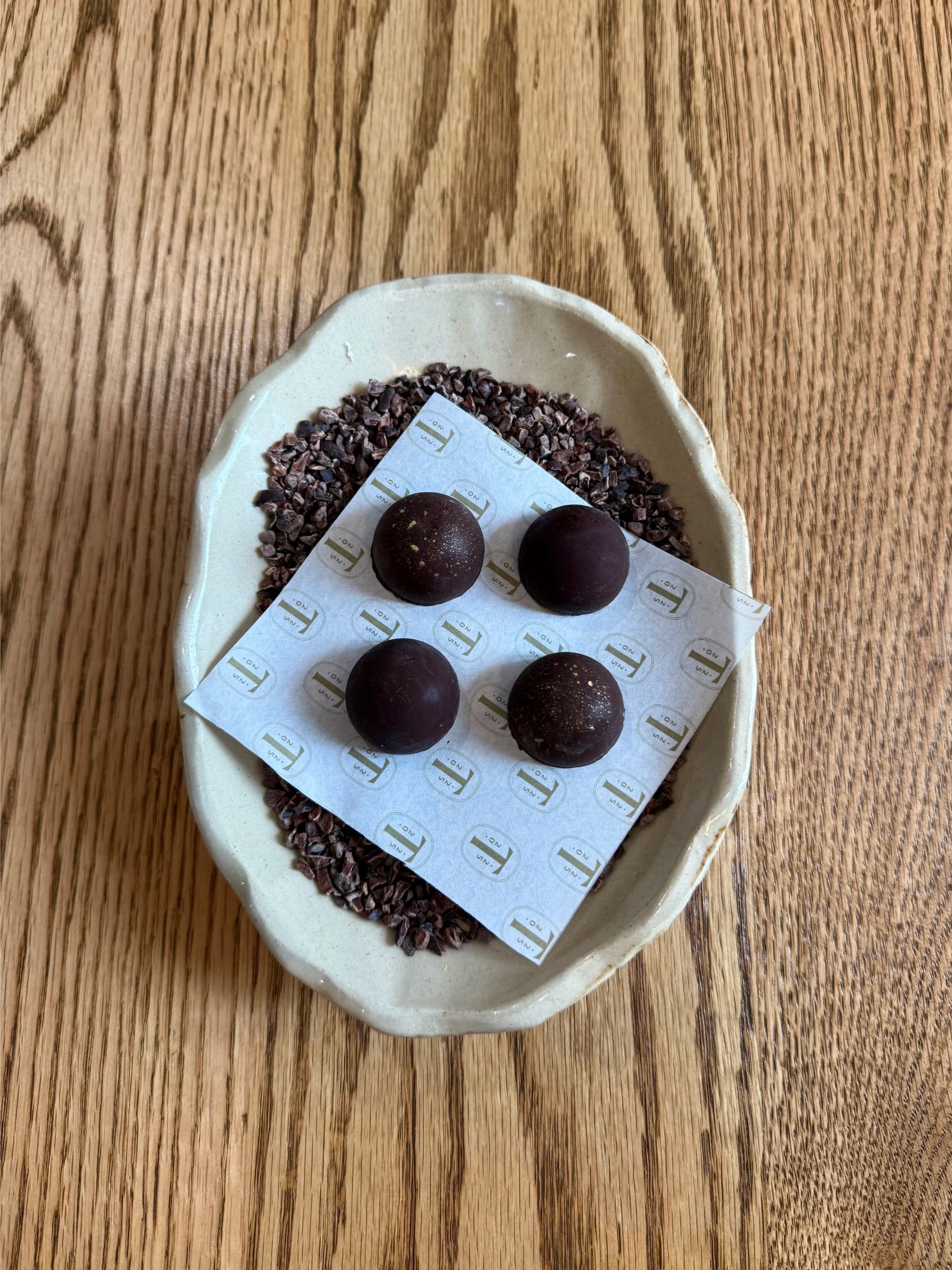 Dark chocolate truffles served at Tannin on Bree wine bar in Cape Town