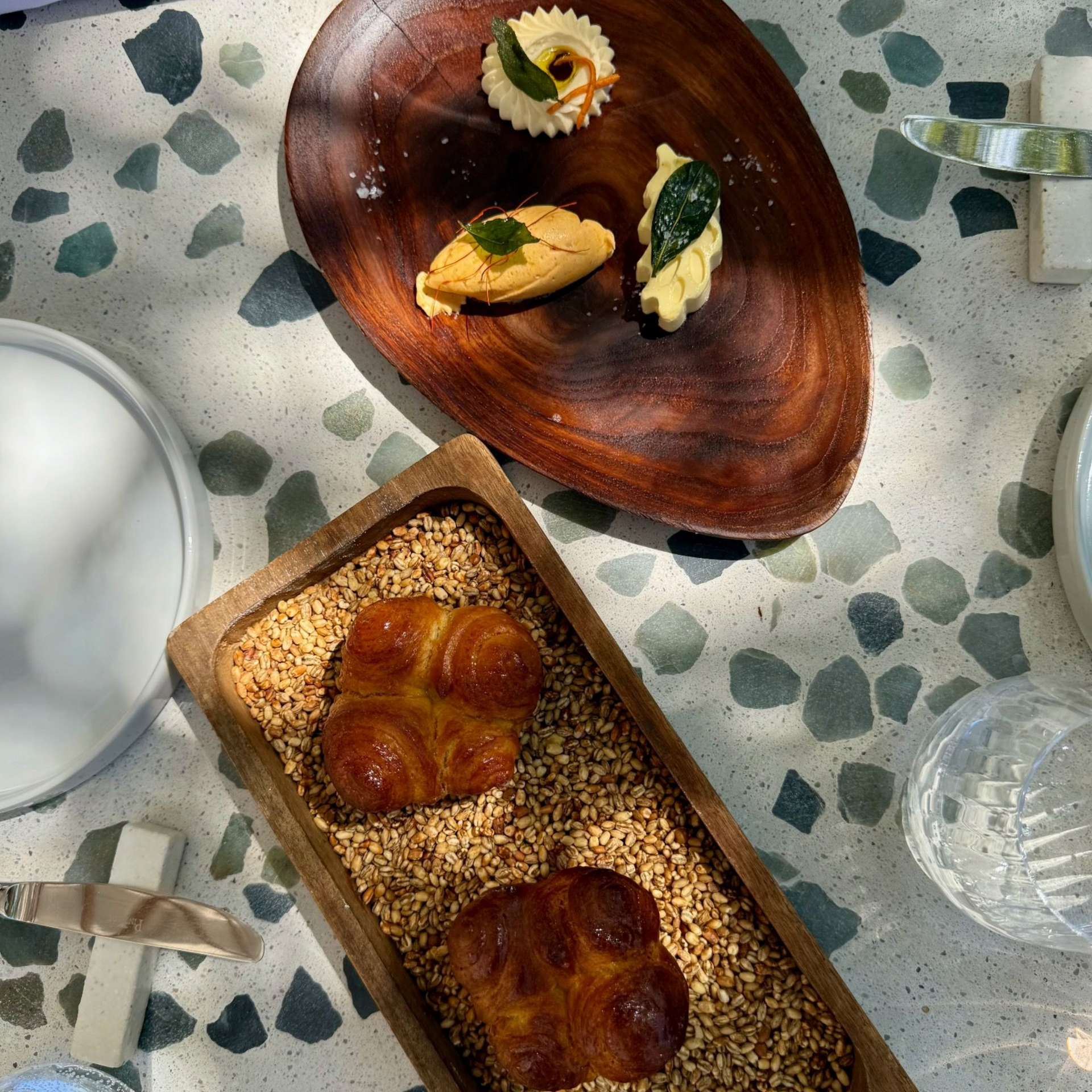 Kubaneh bread with piped butter, Upper Union Restaurant Week Garden menu Cape Town