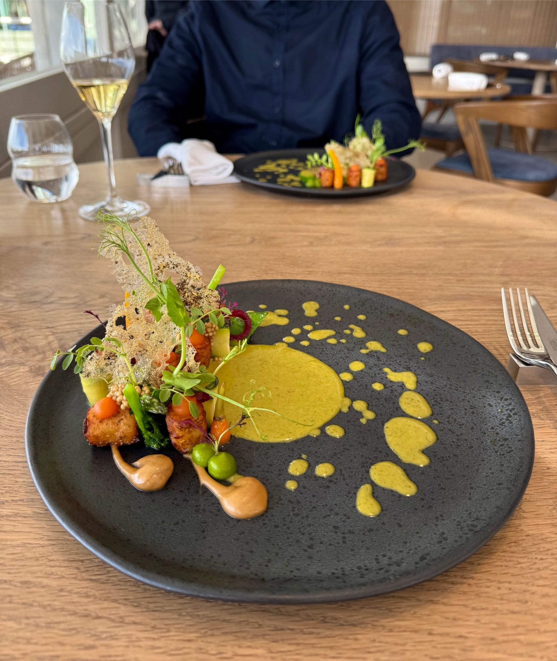 Handmade gnocchi with seasonal vegetables and delicate sauce at The Waterside restaurant.