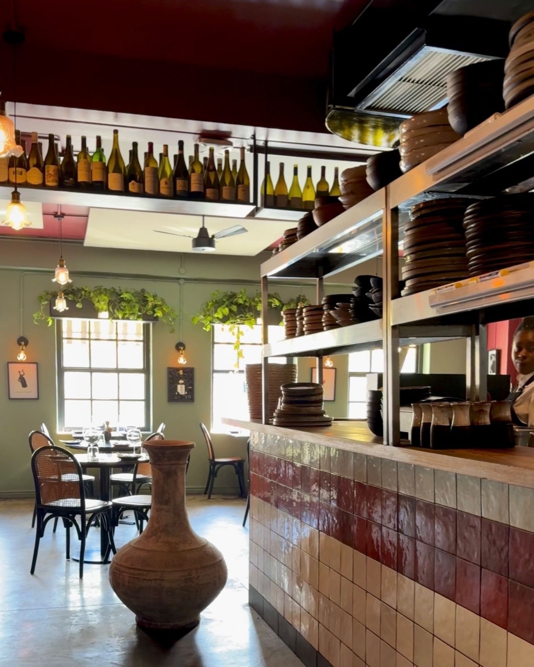 The elegant dining room and atmosphere inside Grub & Vine.