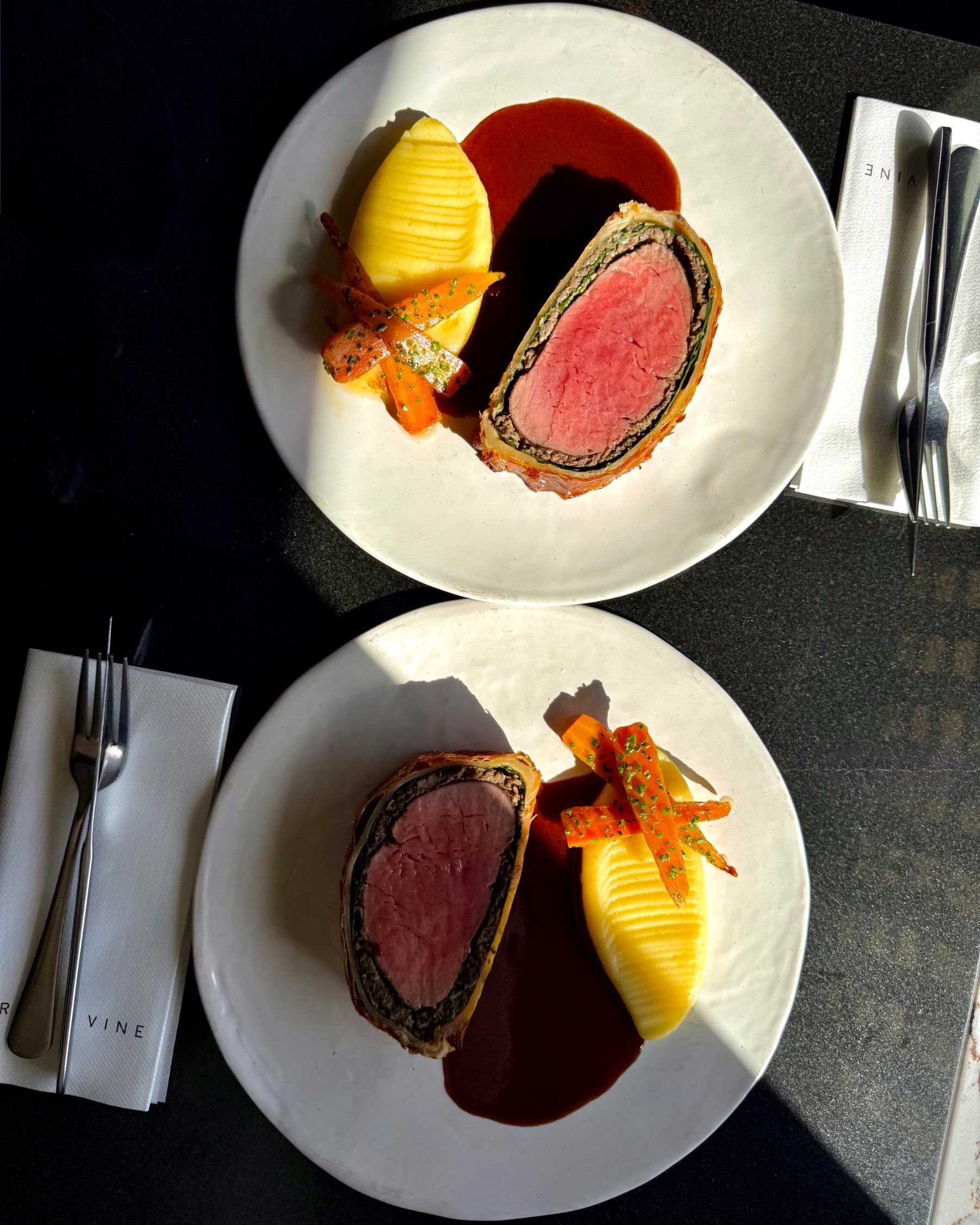 Another view of the Beef Wellington served for Beef Welly Fridays.