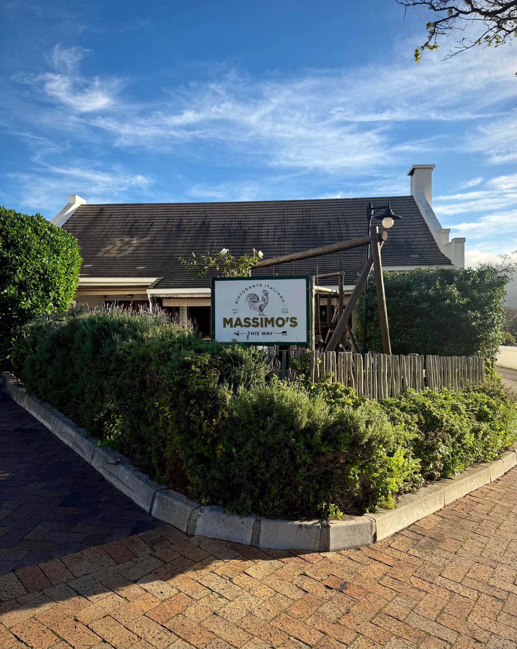 The entrance sign outside Massimo’s restaurant.
