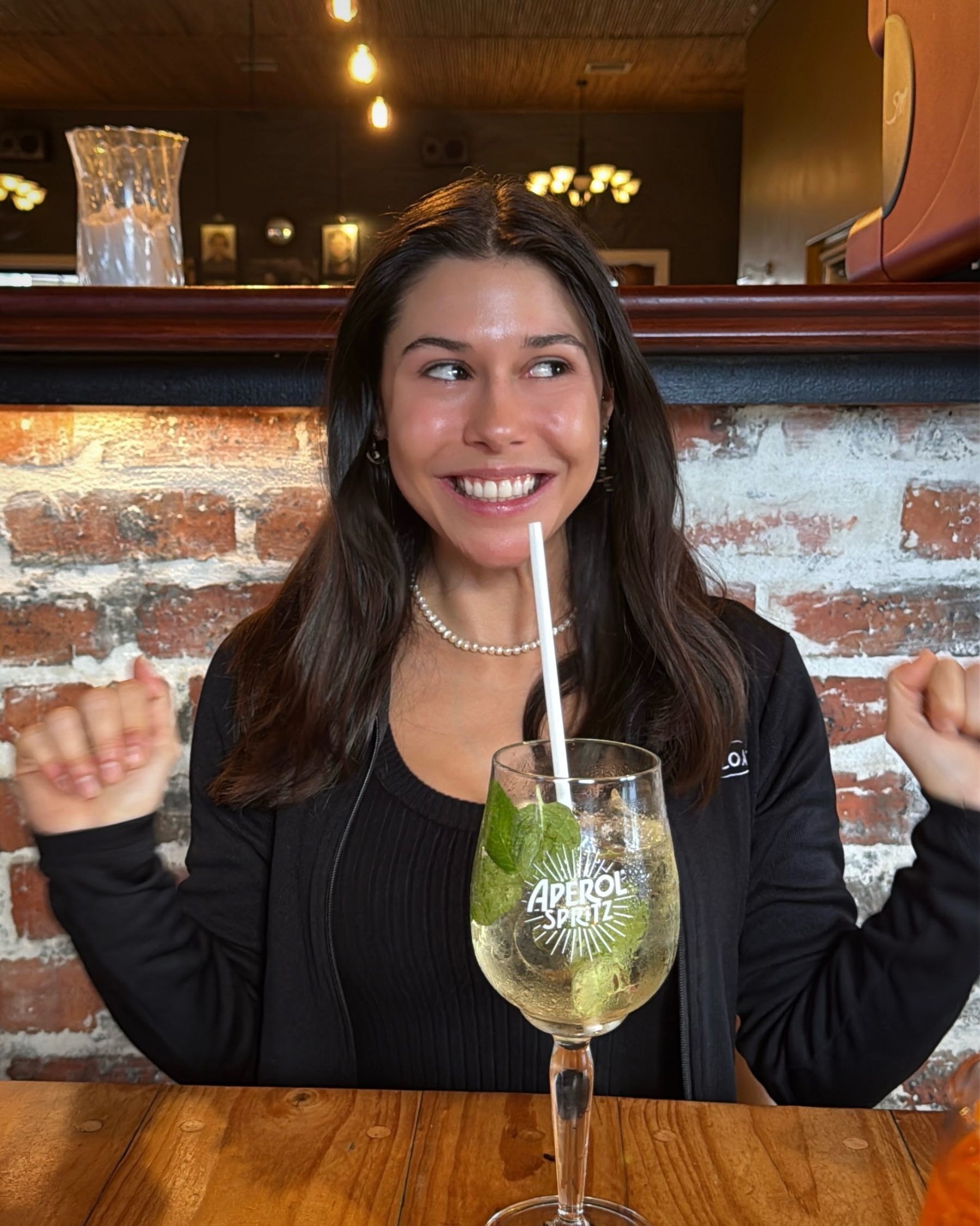 Paige enjoying a Hugo Spritz at Massimo’s.
