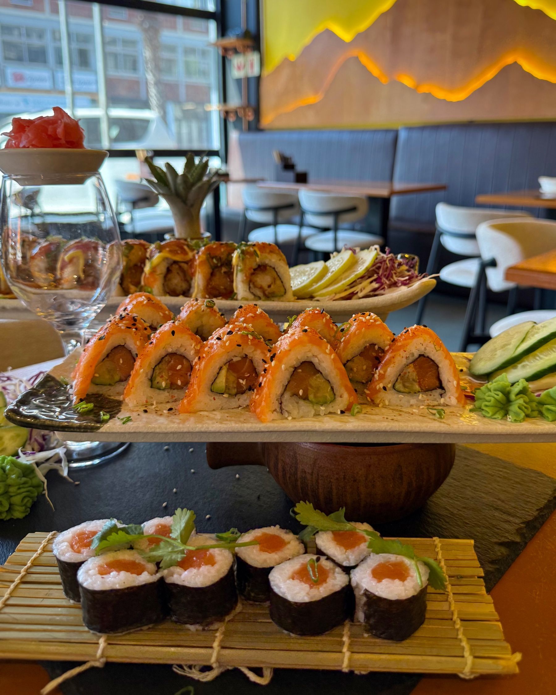 Fresh salmon sashimi served at Aiko Sushi Plus.
