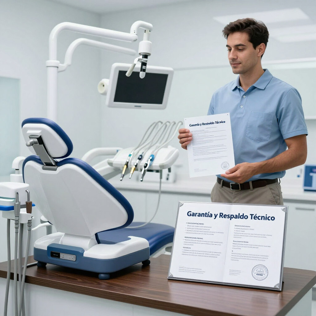 Técnico instalando equipo dental en consultorio