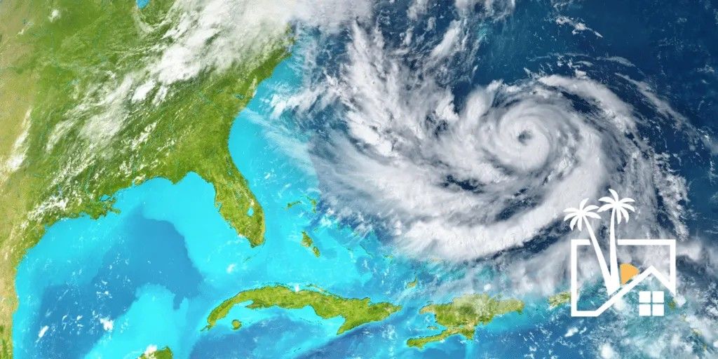 Satellite view of a hurricane over the Atlantic Ocean near Florida and the Caribbean. Satellite view of a hurricane over the Atlantic Ocean near Florida and the Caribbean.