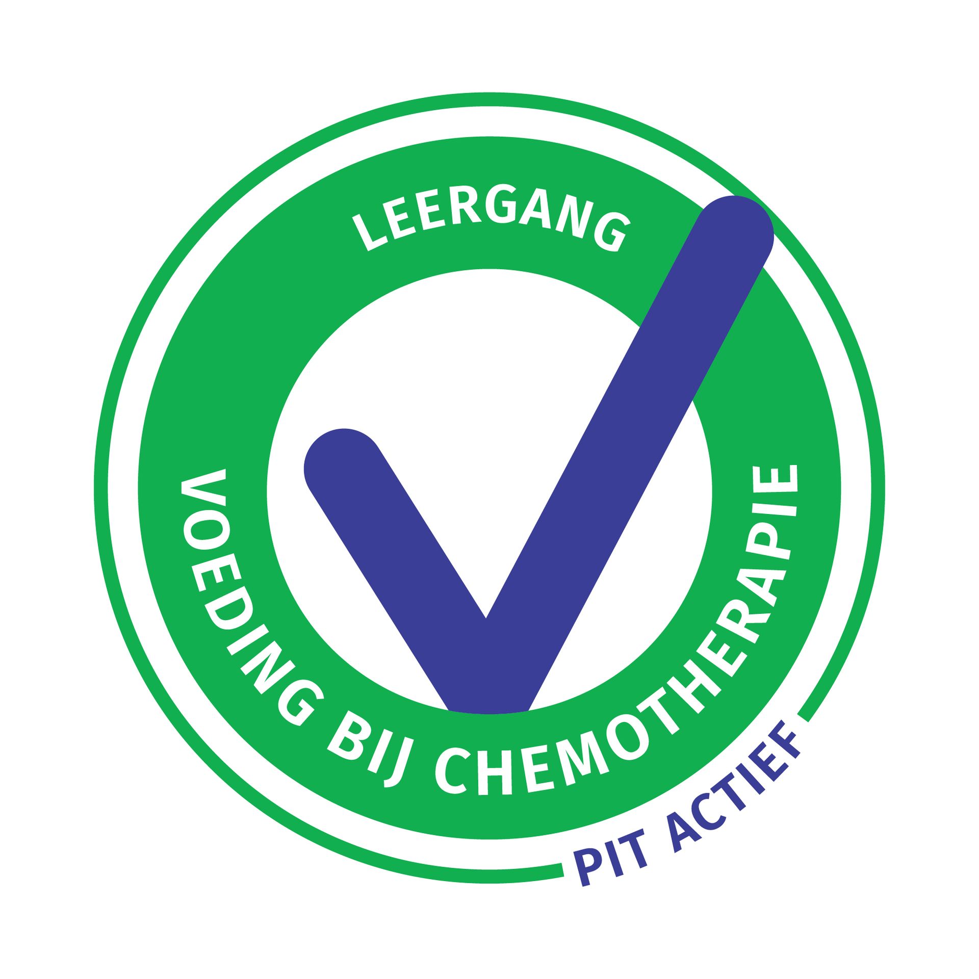 Green and white circle with text