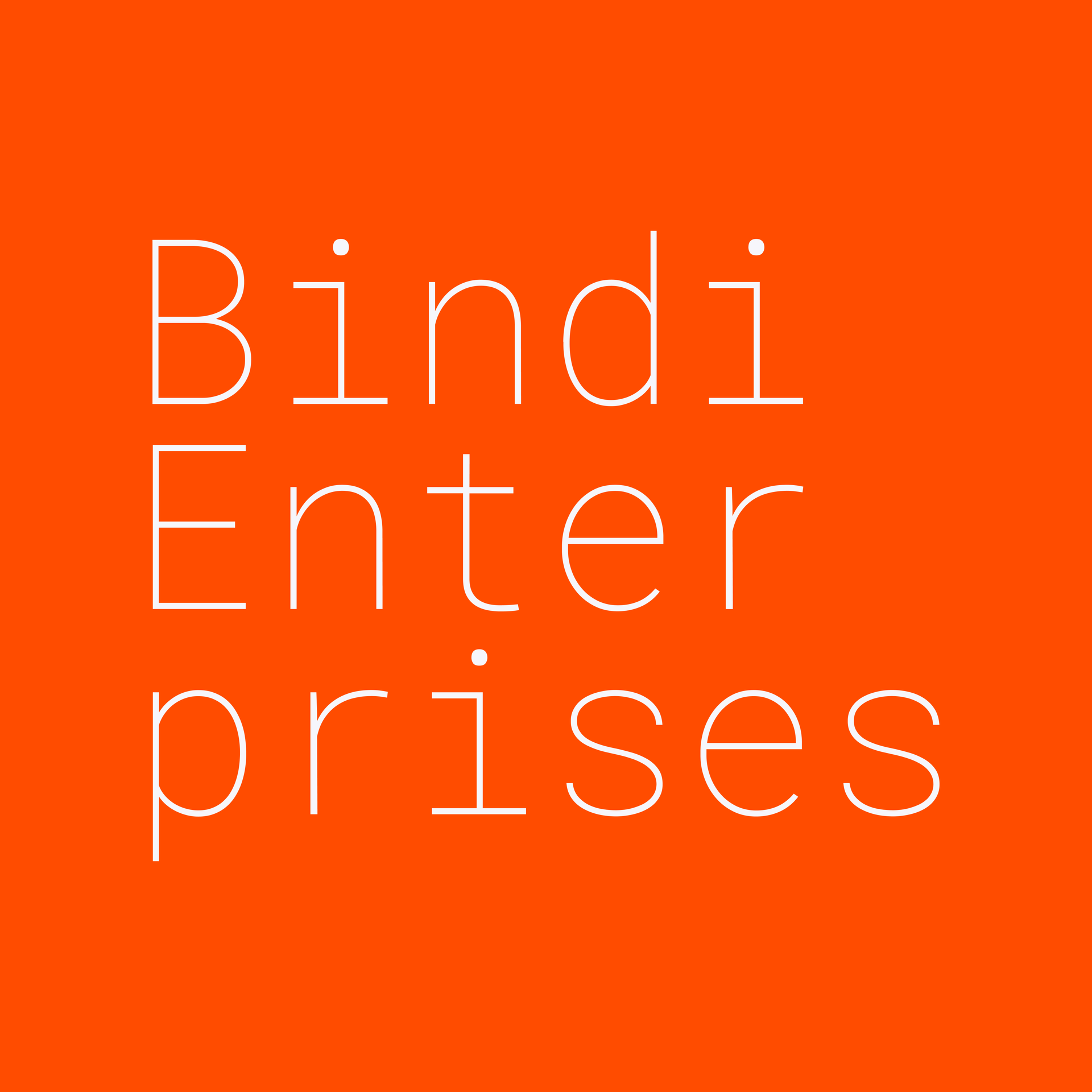 An orange background with white text that says bindi enter prices