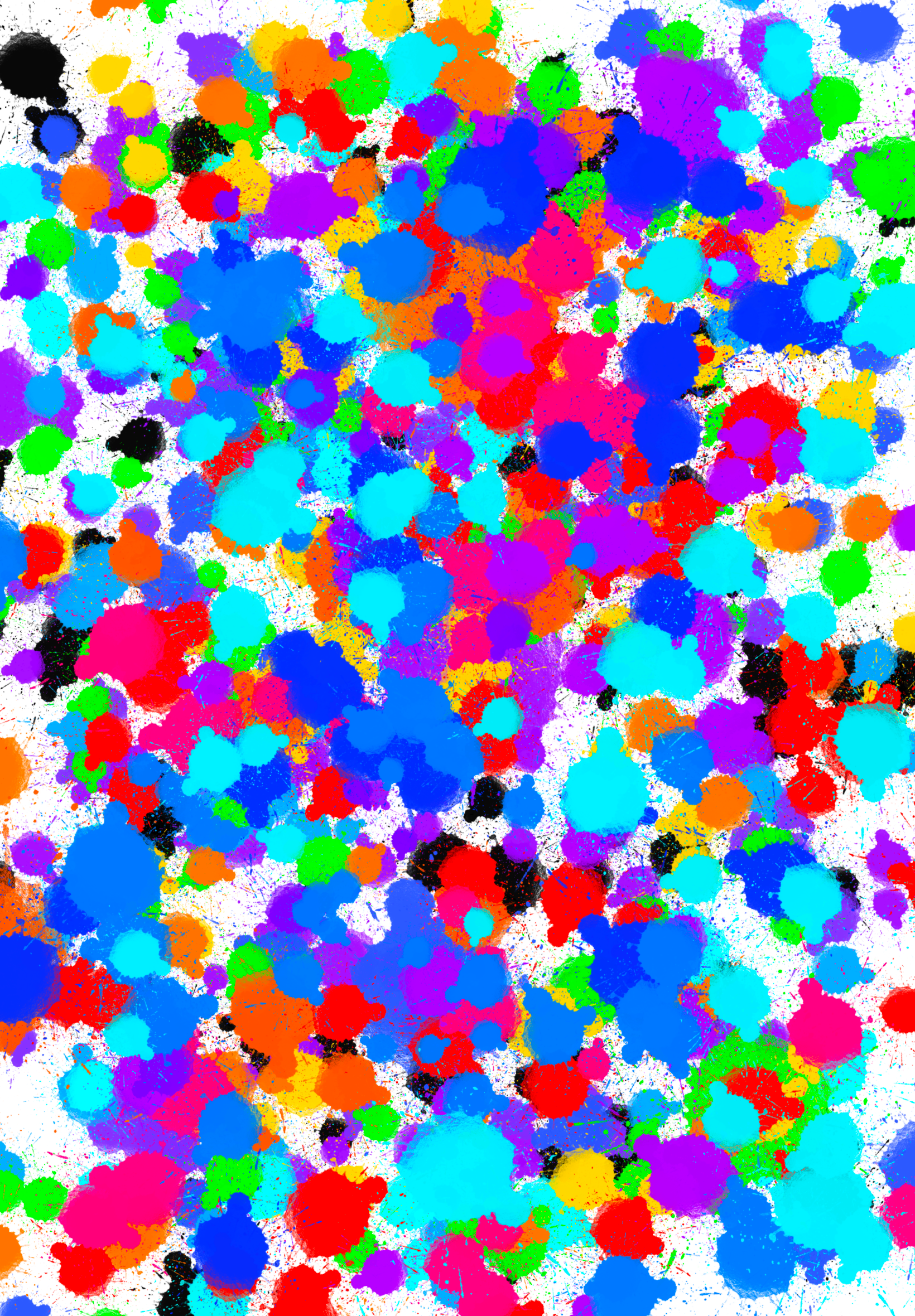 A bunch of colorful spots on a white background