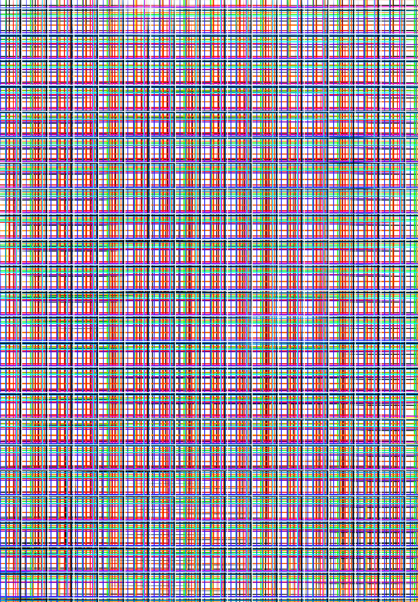 A colorful plaid pattern on a white background.
