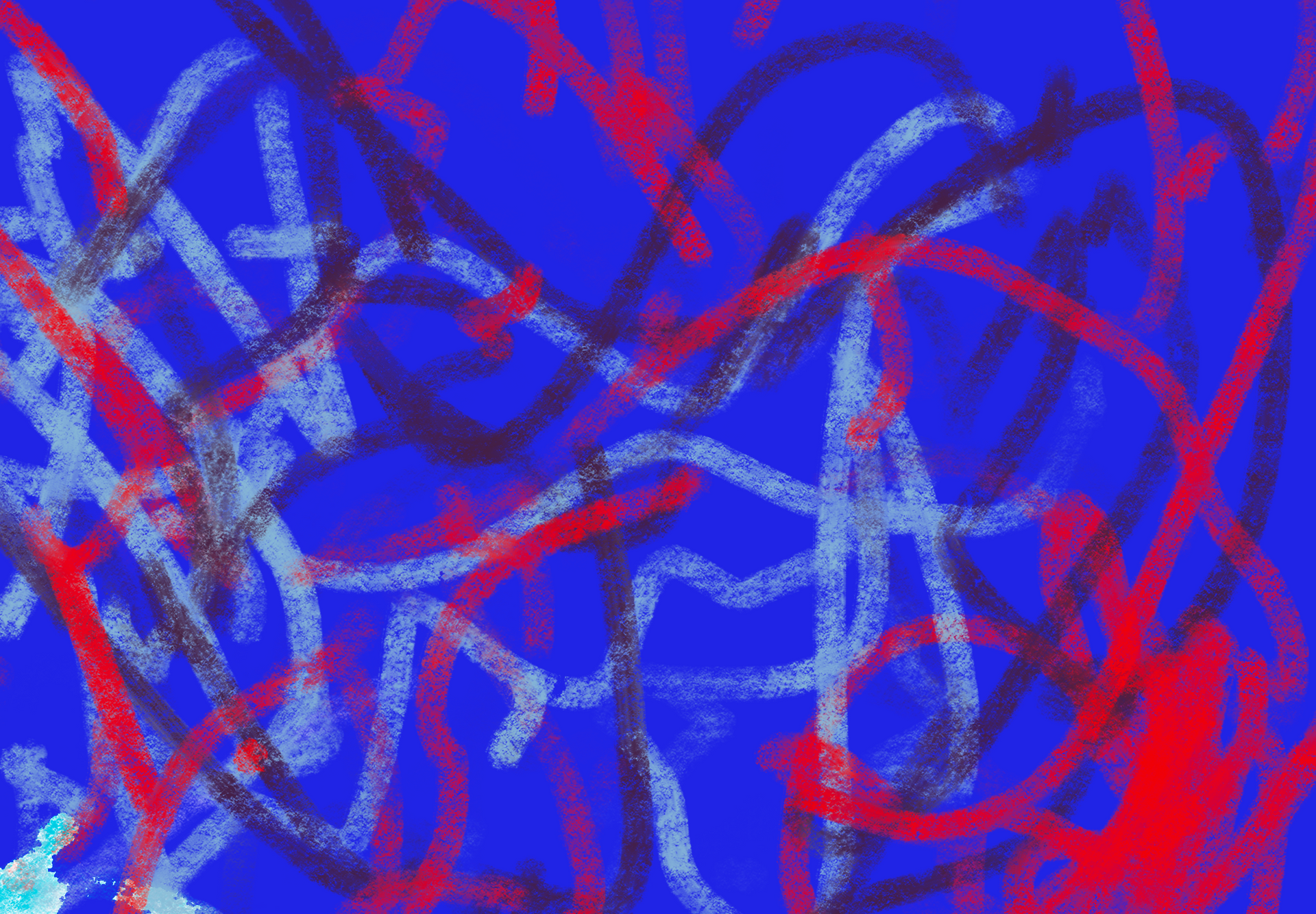 A blue background with red and white lines on it