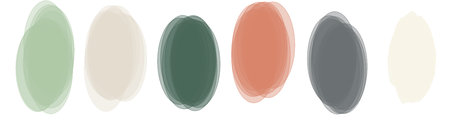 A set of brush strokes of different colors on a white background.