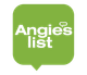 Angie's List logo: White text on a green rounded square with a speech bubble shape.