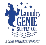 The laundry genie supply co. logo is a genie with every product.