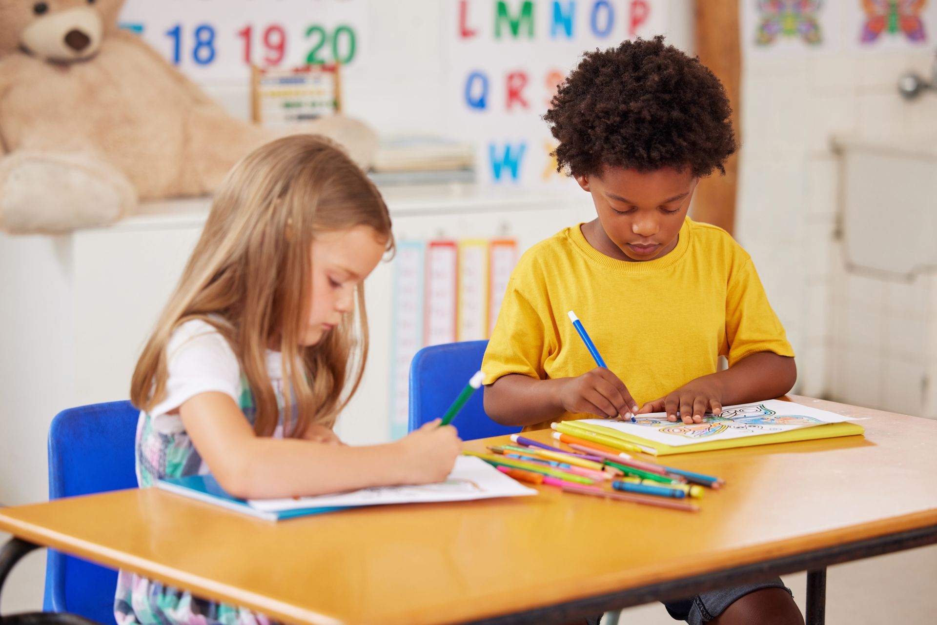 Two children in classroom