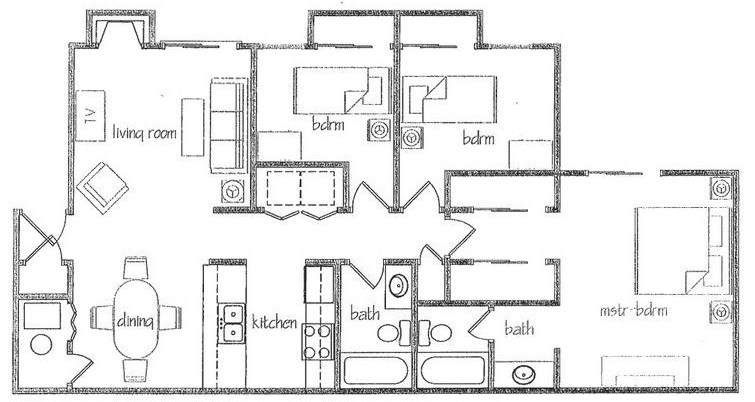 Floor Plan: 3 Bed · 2 Bath · 1,085 SQ. FT.