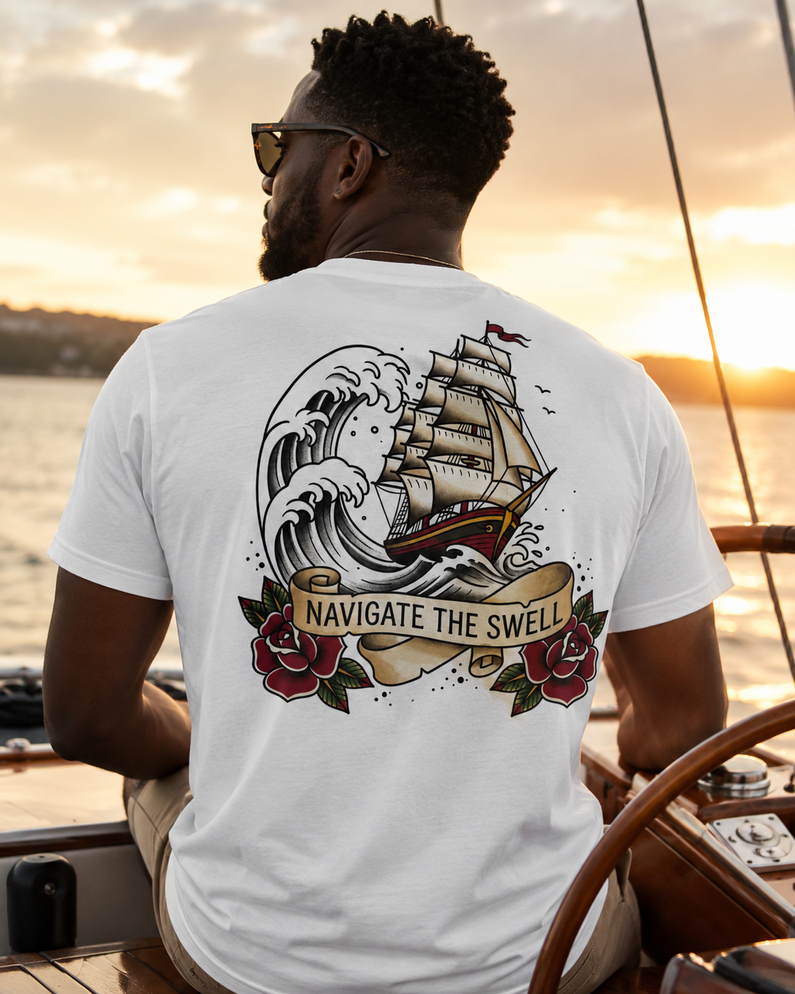 Navigate the Swell Men’s Premium Pocket Tee — White