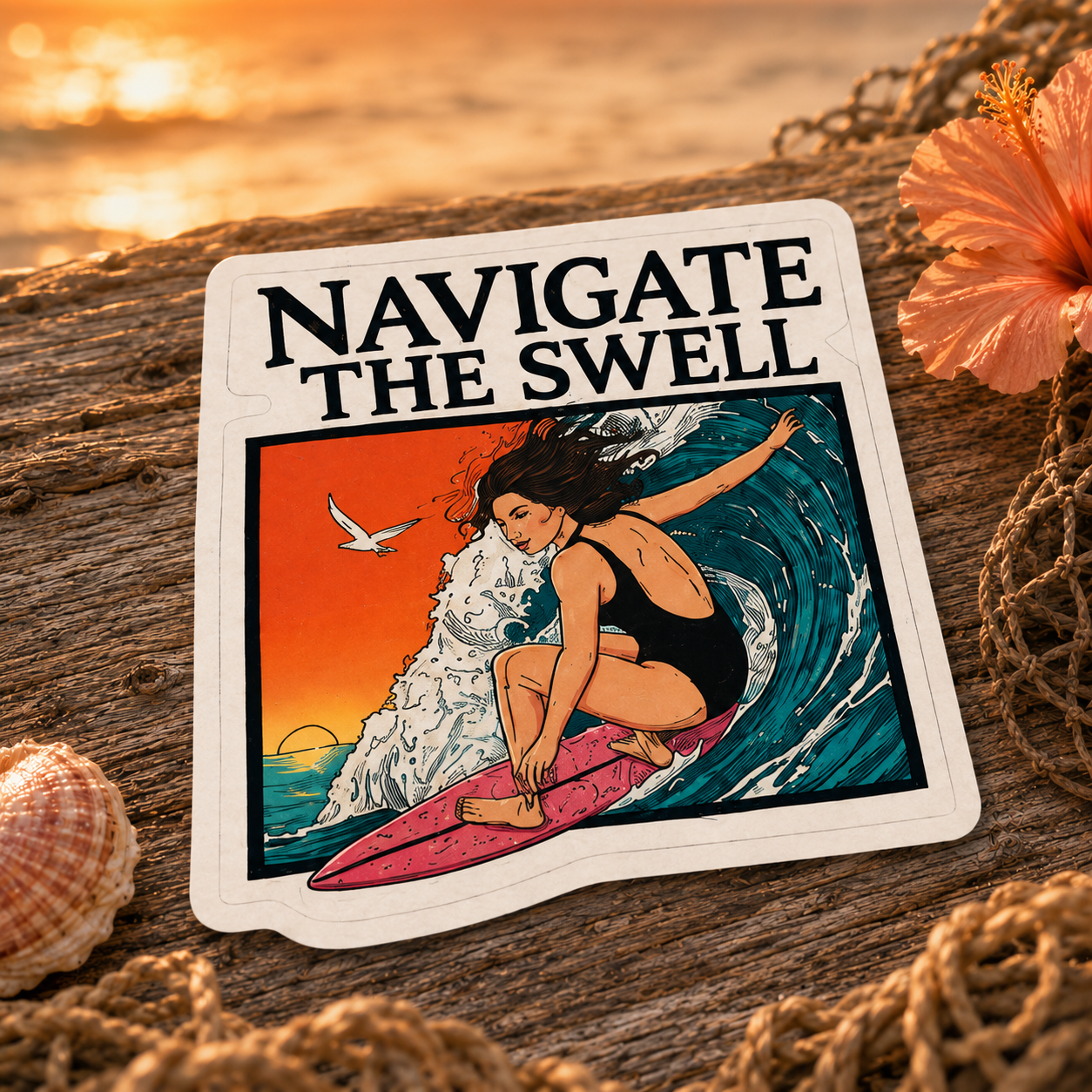 Navigate the Swell Sticker (Coastal)