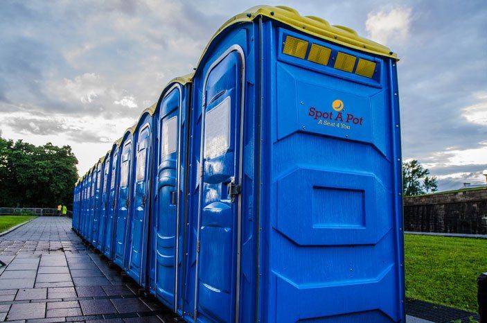 Row of Portable Toilets — White Marsh, MD — Spot A Pot Row of Portable Toilets — White Marsh, MD — Spot A Pot