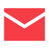 Une enveloppe rouge avec une bordure blanche sur fond blanc.
