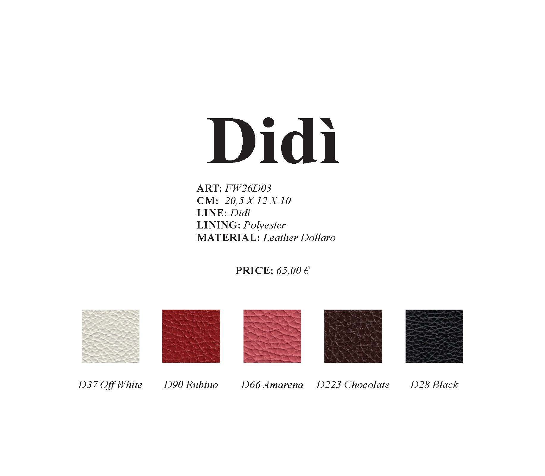 Didi-Logo mit Stofffarbmustern: weiß, rot, rosa, braun und schwarz.