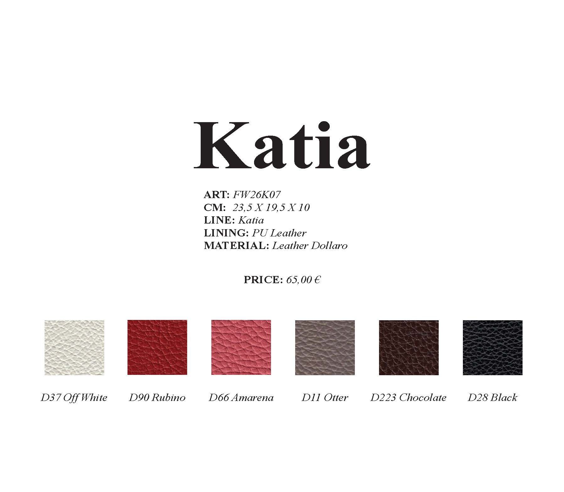 Katia-Stofffarbmuster: Weiß, Rot, Rosa, Grau, Braun und Schwarz.
