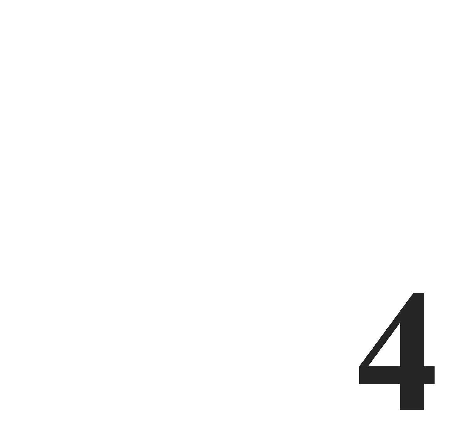 Schwarze Zahl 4 auf weißem Hintergrund.