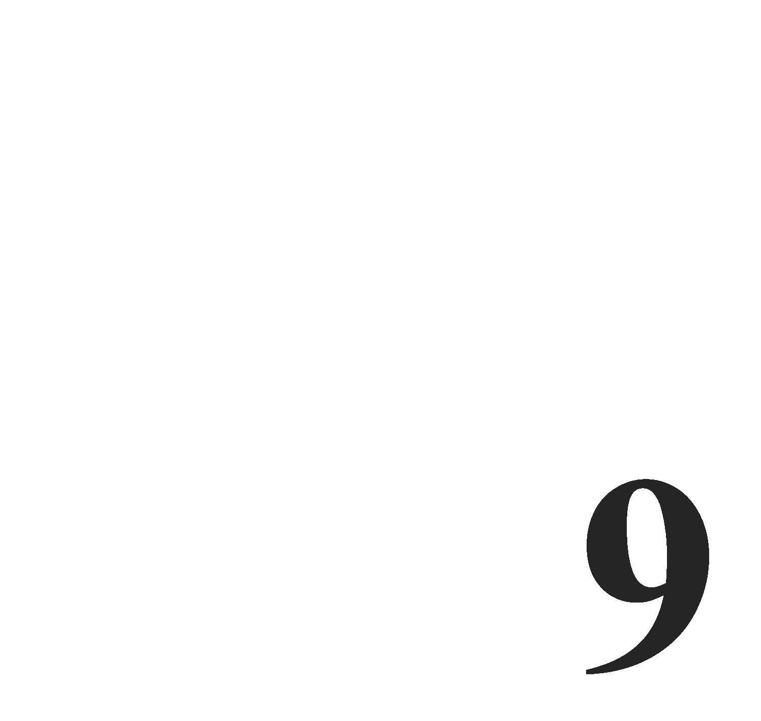Schwarze Zahl „9“ auf weißem Hintergrund.