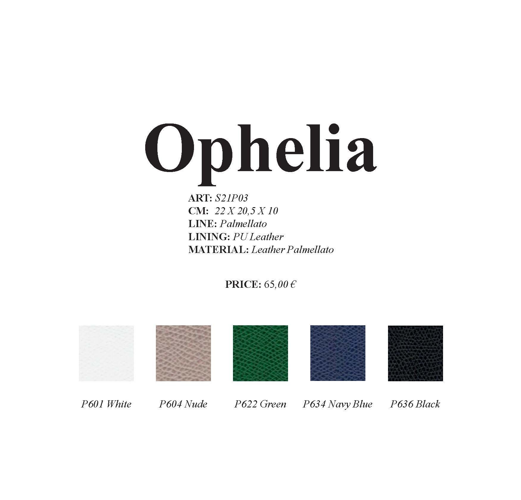 Textüberlagerung für die Stoffkollektion „Ophelia“ mit Farbmustern in Weiß, Beige, Grün, Blau und Schwarz.