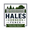 Hales Corners Fence Logo with White Picket Fence, Tree Background, Green Banner, Tagline, and Company Name in Hales Corners, WI