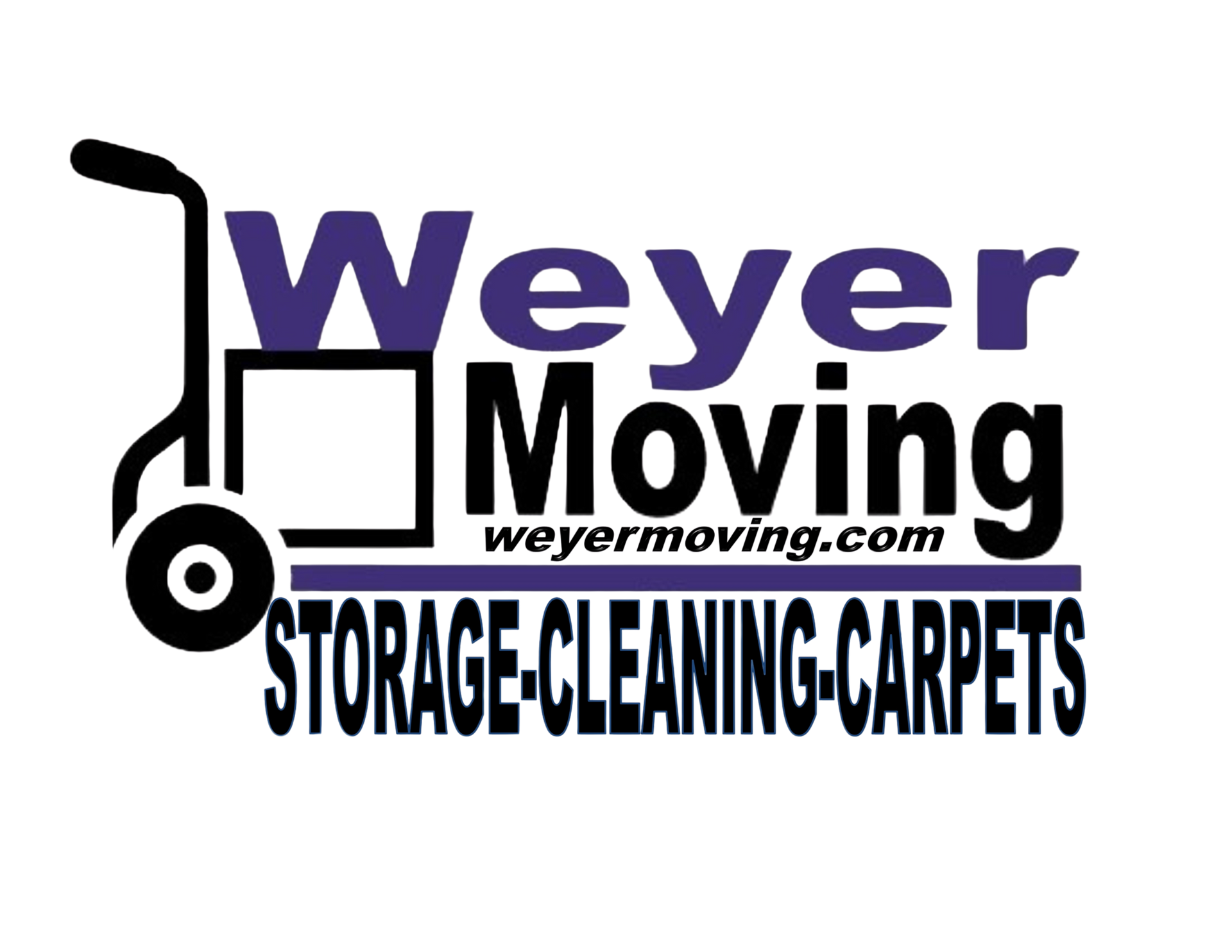 The logo for weyer moving and cleaning is blue and black on a white background.